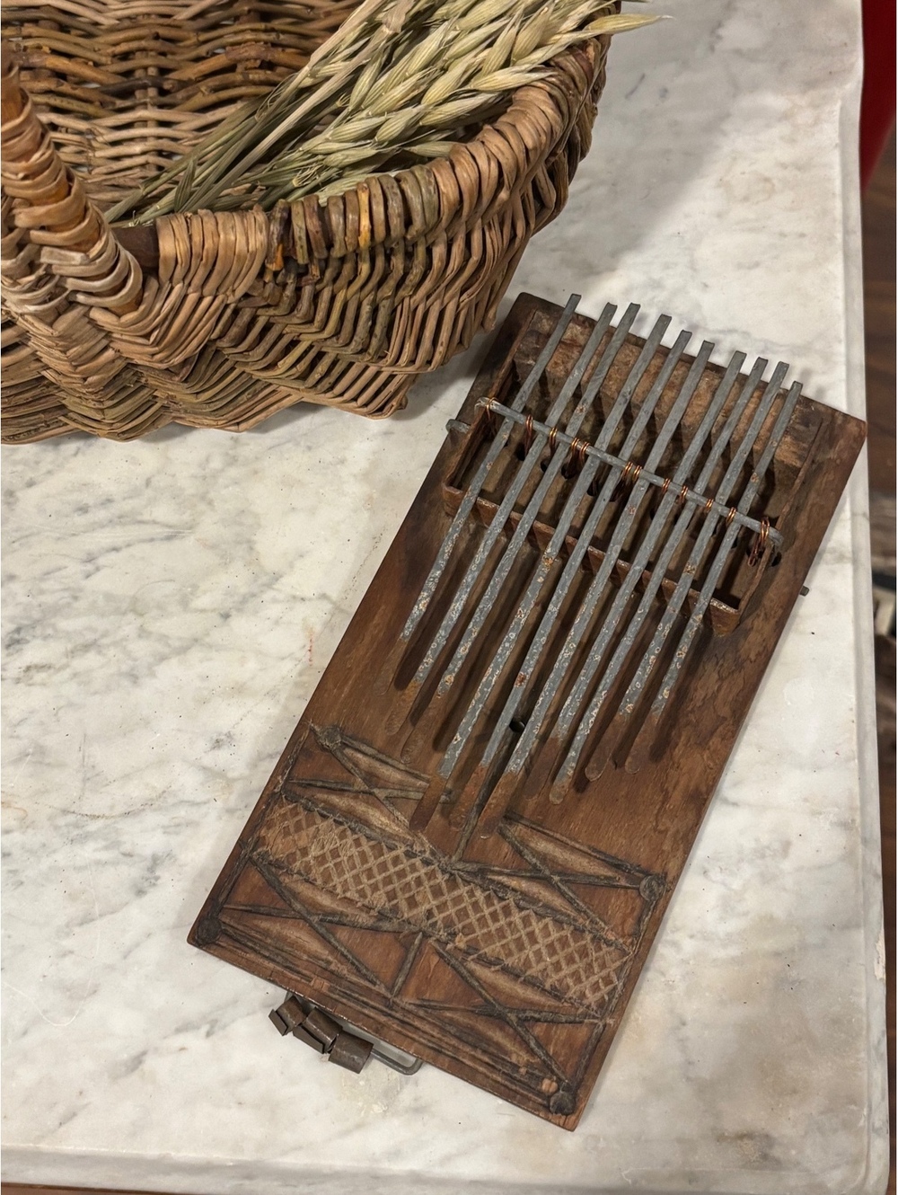 Vintage Kalimba Thumb Piano • Hand-Carved Wooden Folk Instrument
